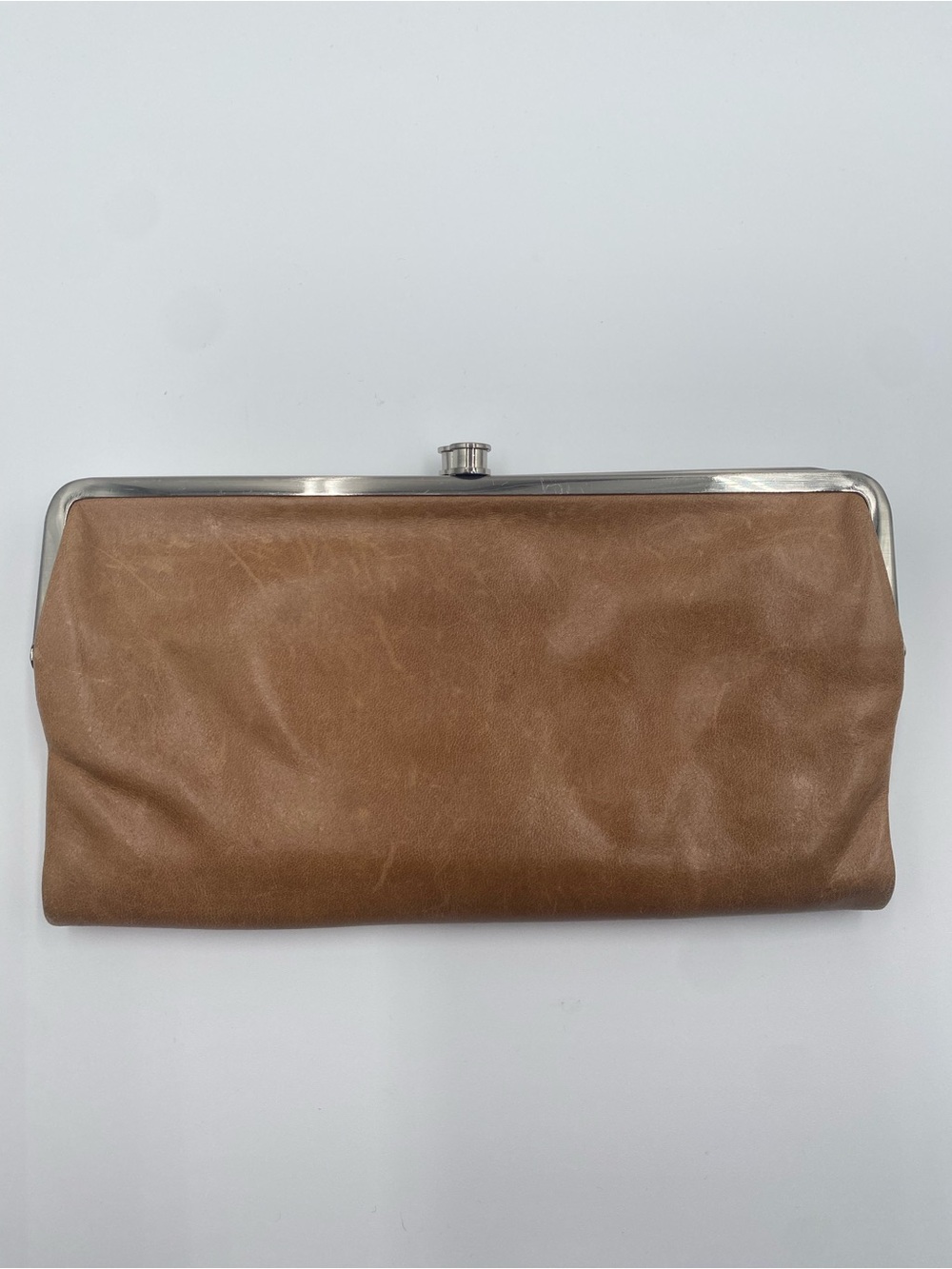 HOBO Lauren Clutch Cognac Leather with Silver Hardware